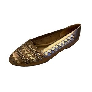 NWOT Trotters Avanti Metallic Gold Woven Flats